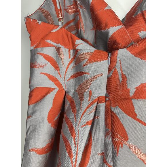 NWT Hutch High Low Spaghetti Strap Satin Midi Dress Pleated Gray Orange Size 8 - Picture 12 of 15